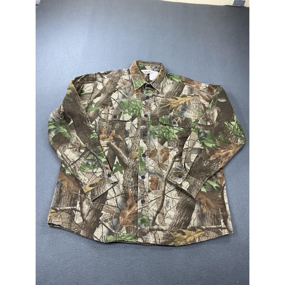 Walls Shirt Mens XL Brown Realtree Hardwoods Camo‎ Long Sleeve Button Up Hunting
